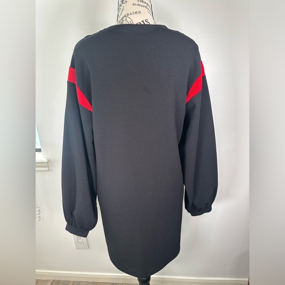 NWOT Zara Womens Color Block Shift Drees Long Sleeve Black Red White Size Small - Picture 5 of 8